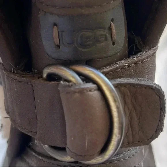 Ugg women’s ALDON water resistant leather boots stout dark brown US size 9 - Picture 6 of 12